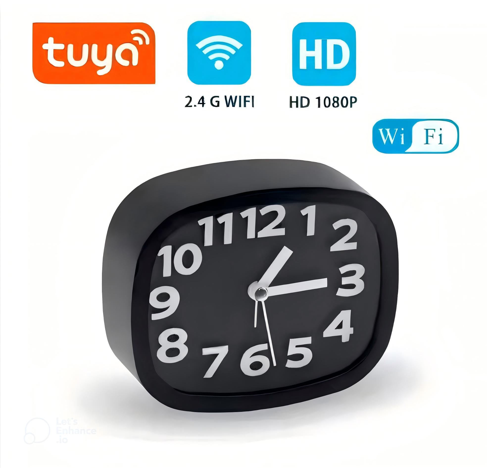 Customizable Stylish Tuya WiFi Clock Camera with HD 1080P and Night Vision