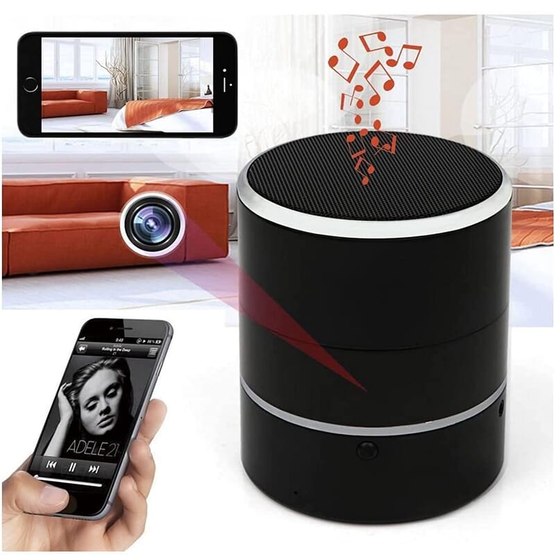 Discreet WiFi Spy Camera Bluetooth Speaker with 180 Degree Rotating Lens