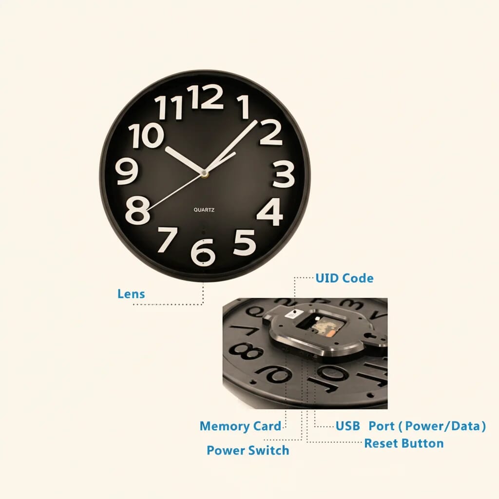 Professional WiFi Wall Clock Camera with 4K and Night Vision Options (Model: W400)