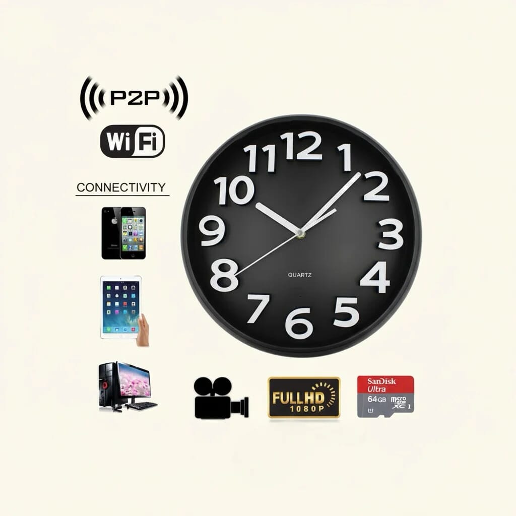 Professional WiFi Wall Clock Camera with 4K and Night Vision Options (Model: W400)
